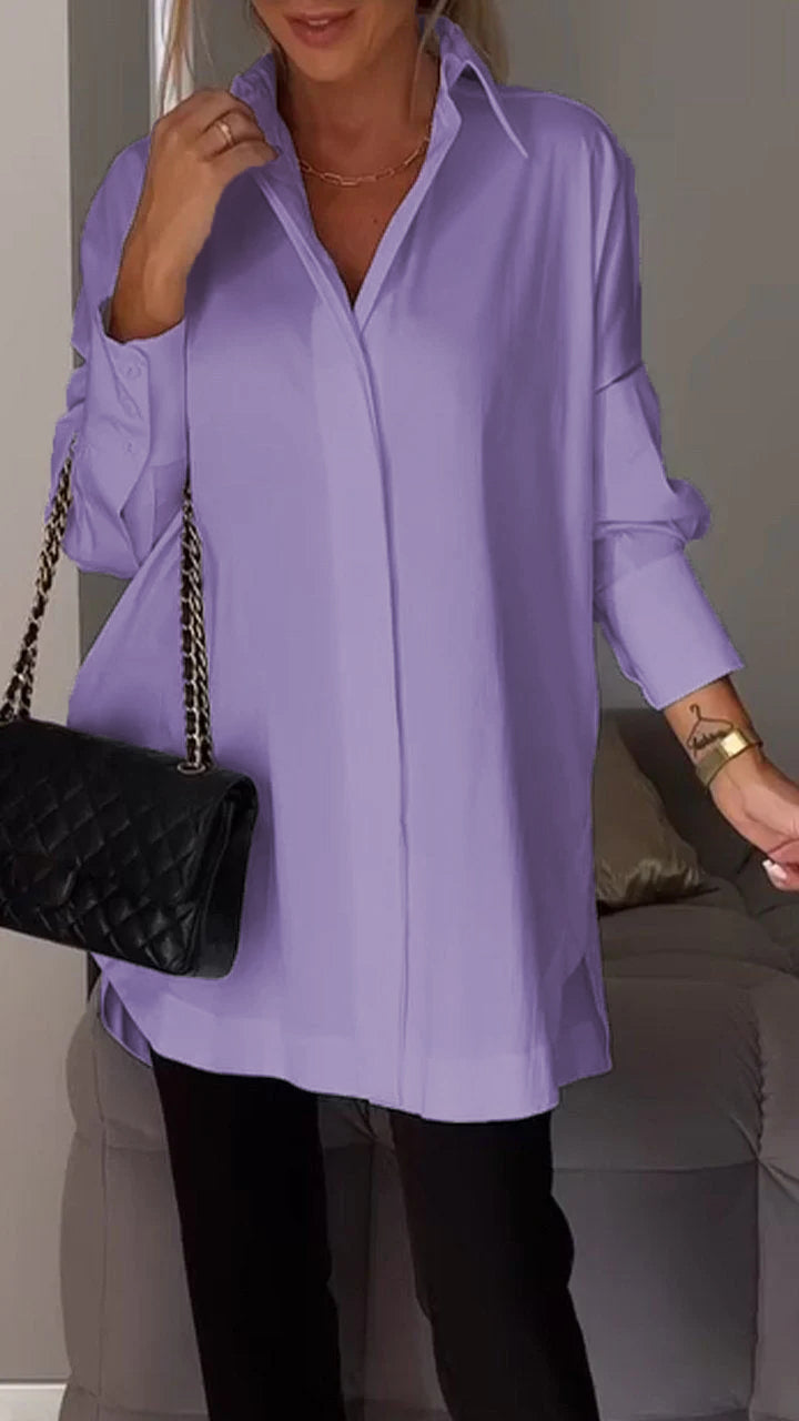 Feminine oversized collared blouse for women, a chic long-sleeve top suitable for professional workwear.