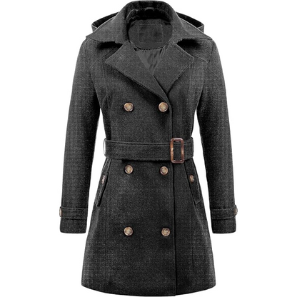 Warm & stylish women's hooded trench coat, padded for ultimate winter comfort.