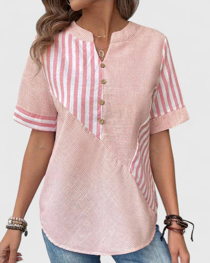 Sophisticated green striped blouse for women, versatile and stylish, ideal for office or chic casual looks.
