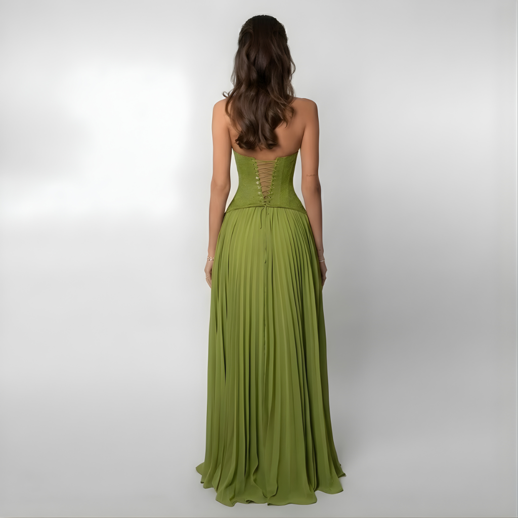 Flowy pleated halter maxi dress for women with open back, a comfortable and stylish choice for vacation or party.