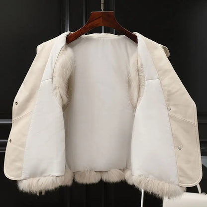 Warm women's plush gilet, offering effortless winter style. Soft outerwear vest for elegant fashion.