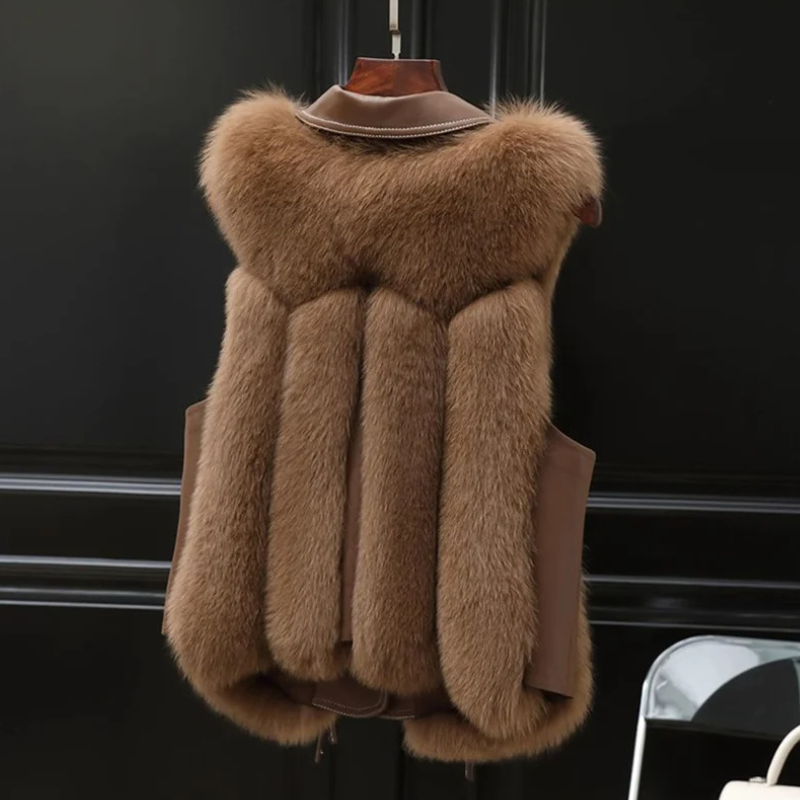 Soft plush women's gilet, designed for ultimate comfort and warmth in winter fashion. Sleeveless vest.