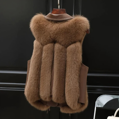 Soft plush women's gilet, designed for ultimate comfort and warmth in winter fashion. Sleeveless vest.
