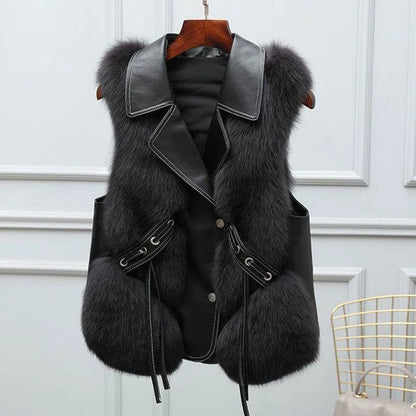 Comfortable women's plush gilet, offering warmth and elegance for winter layering. Fashionable vest.