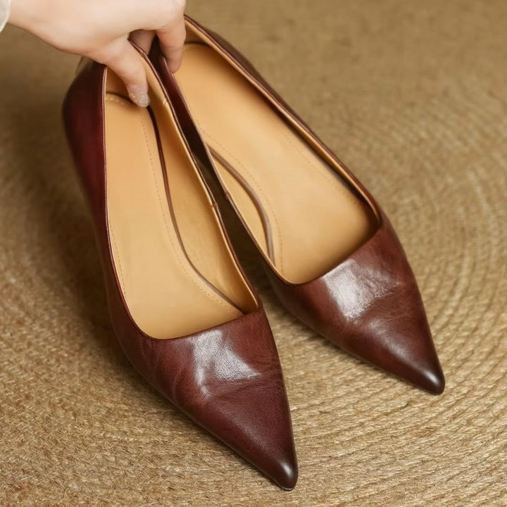 Sophisticated women's pointed-toe pumps with a thin heel, essential footwear for office wear and formal events.