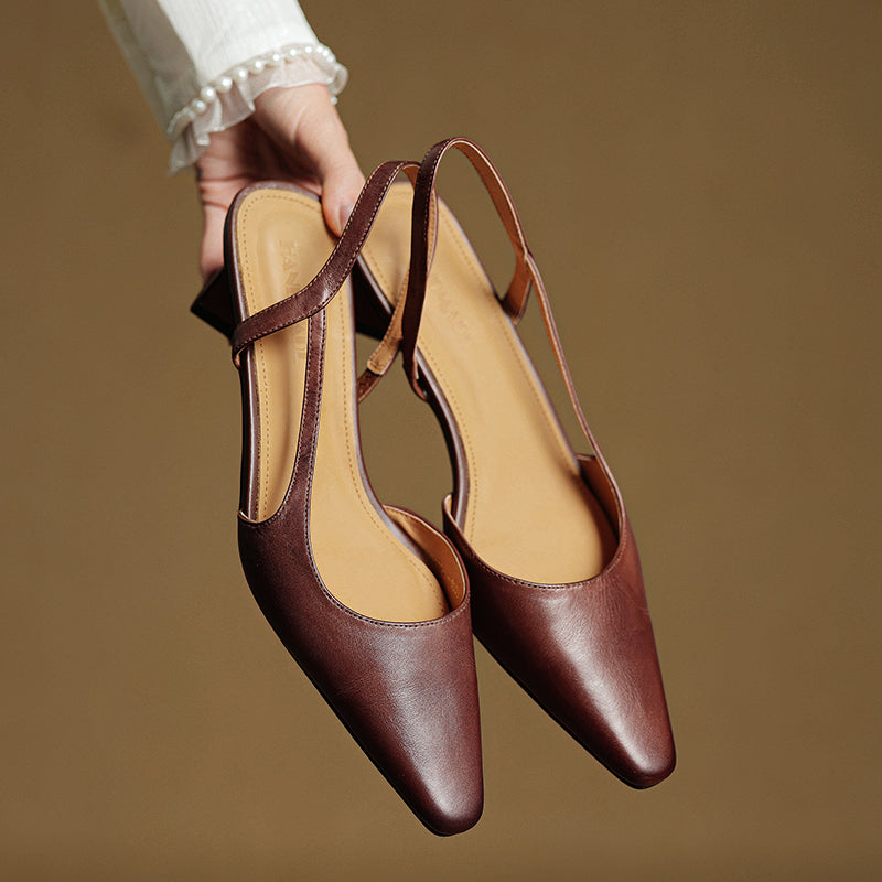 Stylish women's pointed toe heels. Elegant slip-on design with a comfortable low heel. Perfect for office workwear.