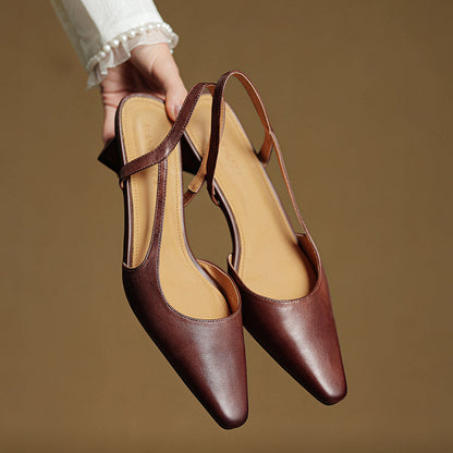 Stylish women's pointed toe heels. Elegant slip-on design with a comfortable low heel. Perfect for office workwear.
