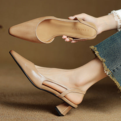 Versatile women's elegant pointed toe heels. Classic slip-on design with a comfortable low heel. Perfect for work.