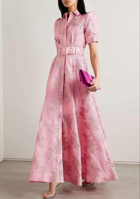 Elegant women's puff sleeve midi dress, perfect for wedding guests, cocktail parties, or special occasions. Timeless formal wear.