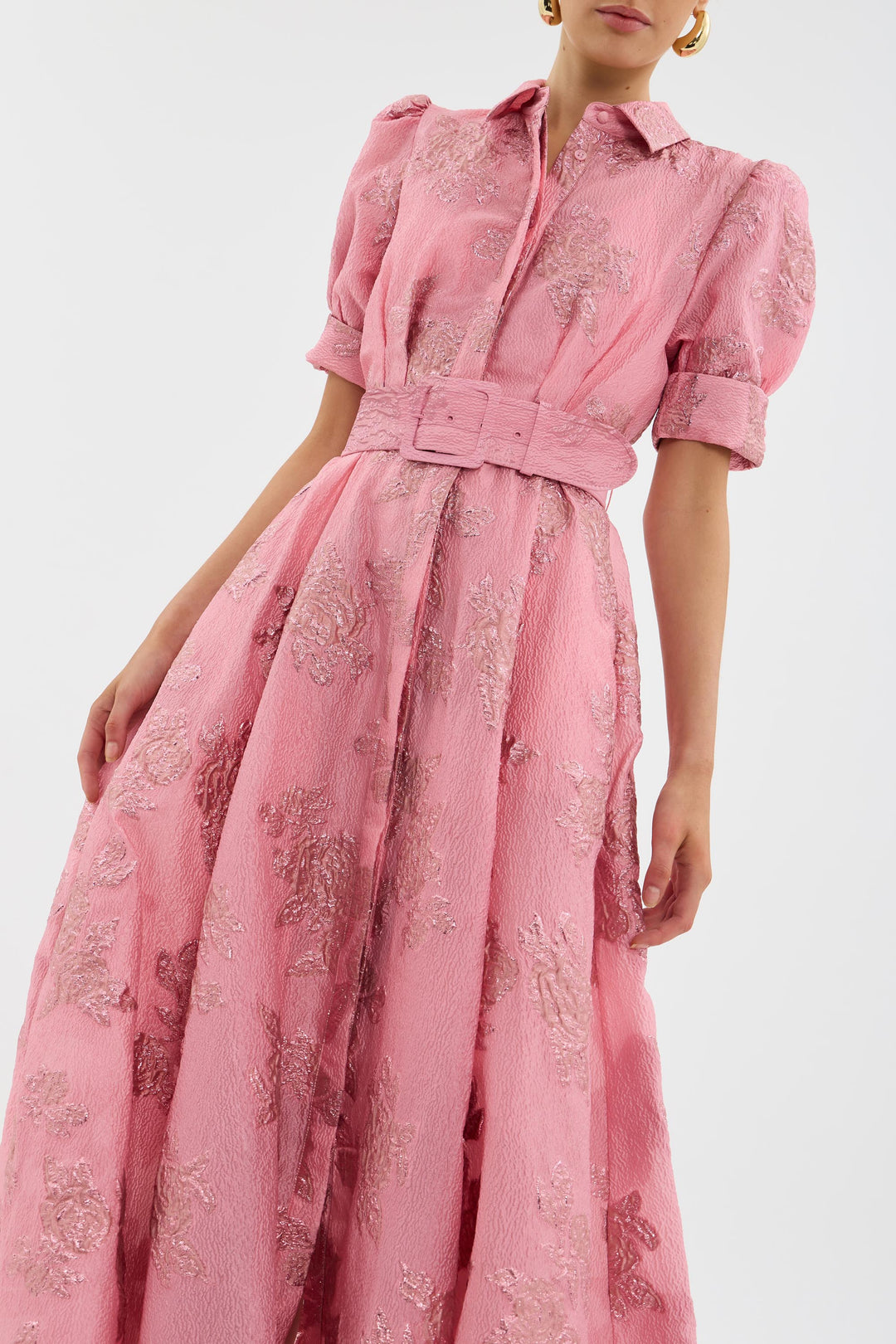 Stunning women's party midi dress with elegant puff sleeves. Ideal for cocktail events, formal occasions & wedding guest attire.