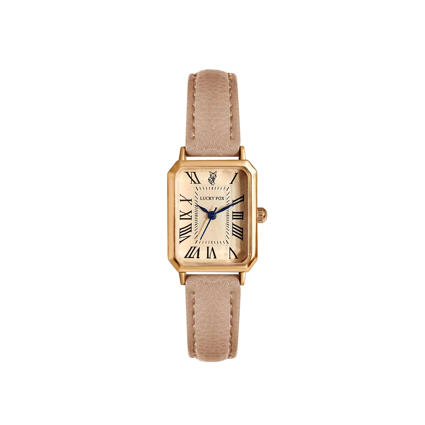 Women's rectangle quartz watch with comfortable black leather strap, ideal for daily wear.