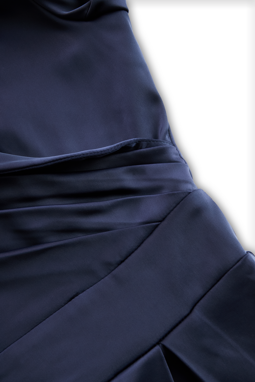 Stylish A-line midi dress with a unique draped collar, ideal as a women's cocktail or formal dress.