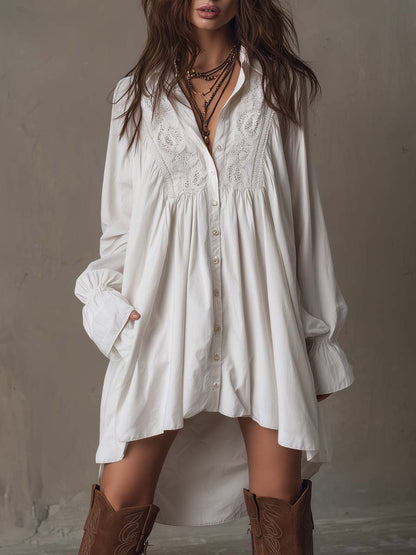 Elegant women's retro long-sleeve dress with an irregular hem, perfect for vintage-inspired occasion wear.