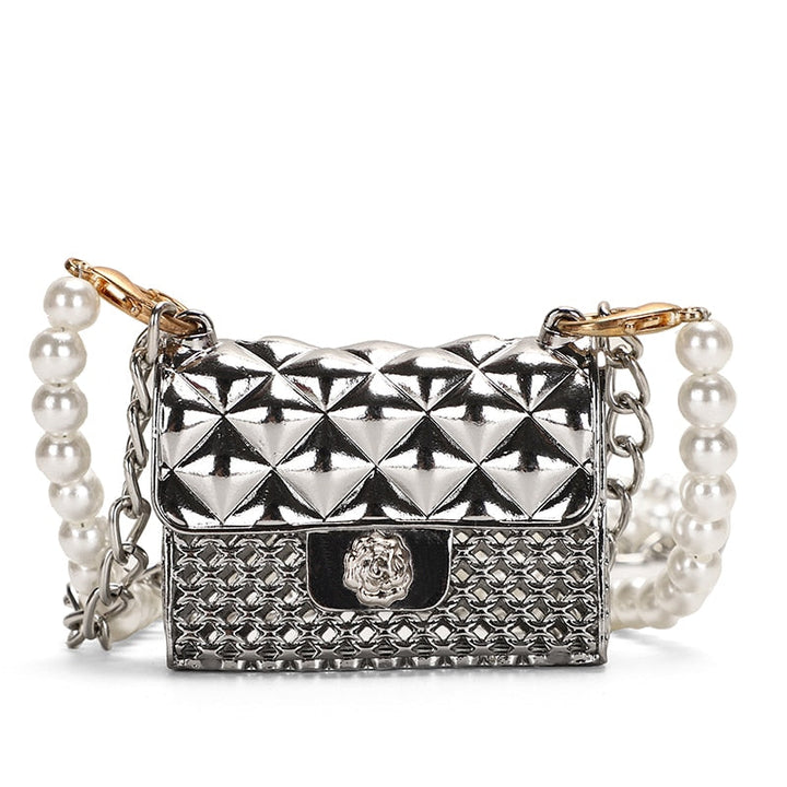 Elegant women's mini evening bag, a sparkly rhinestone clutch accessory for parties.