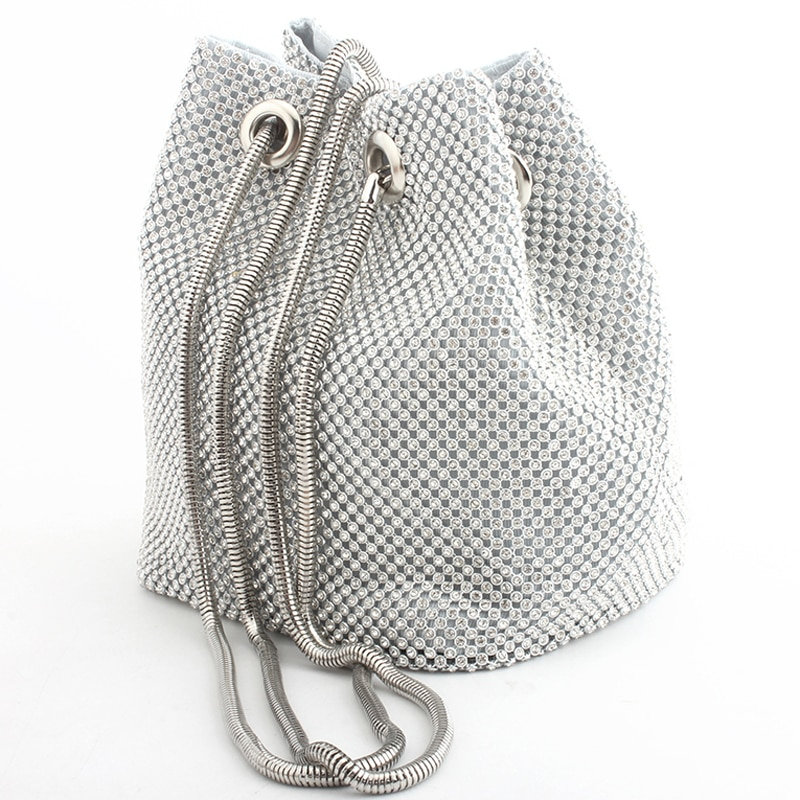 Elegant women's rhinestone shoulder bag for evening events. Luxurious party clutch with sparkling details.
