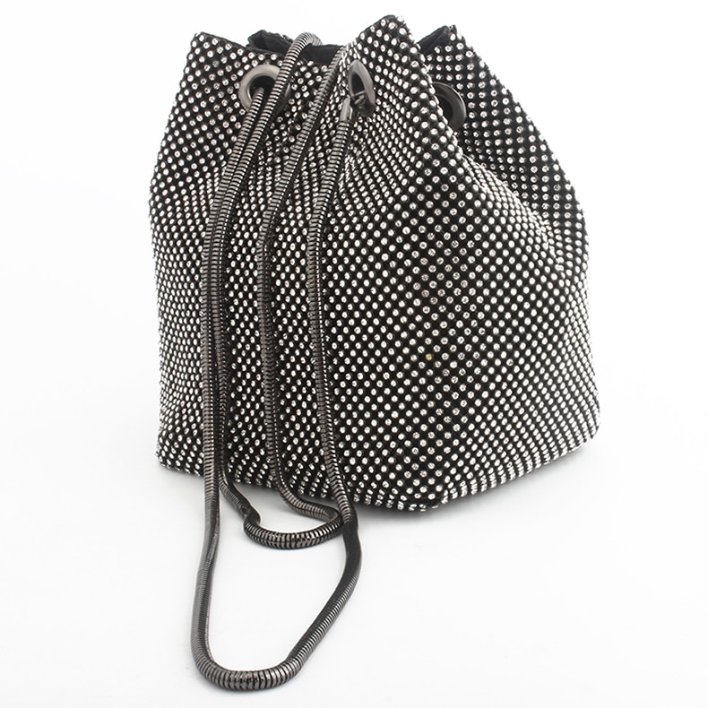 Women's elegant shoulder bag adorned with glittering rhinestones, perfect as a luxury evening or party clutch.