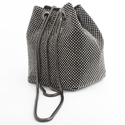 Women's elegant shoulder bag adorned with glittering rhinestones, perfect as a luxury evening or party clutch.