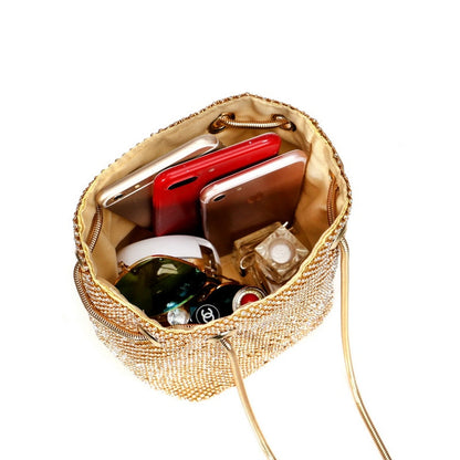 Fashionable women's rhinestone shoulder bag. Perfect elegant evening accessory or luxury party clutch.