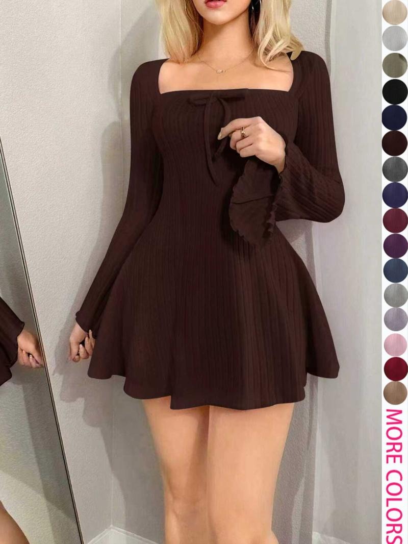 Chic women's ribbed bodycon dress, versatile for elegant party outfits or stylish casual wear.