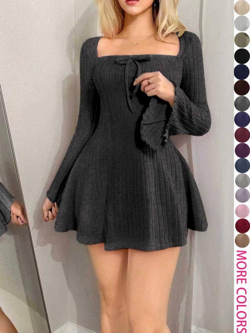 Form-fitting women's ribbed bodycon dress, a flattering midi style for both elegant and casual occasions.