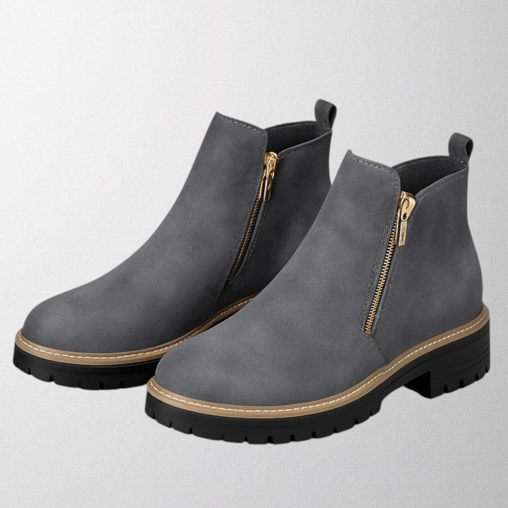 Ladies' elegant round toe shoes with side zip. Perfect comfortable footwear for office, casual outings, and evening wear.