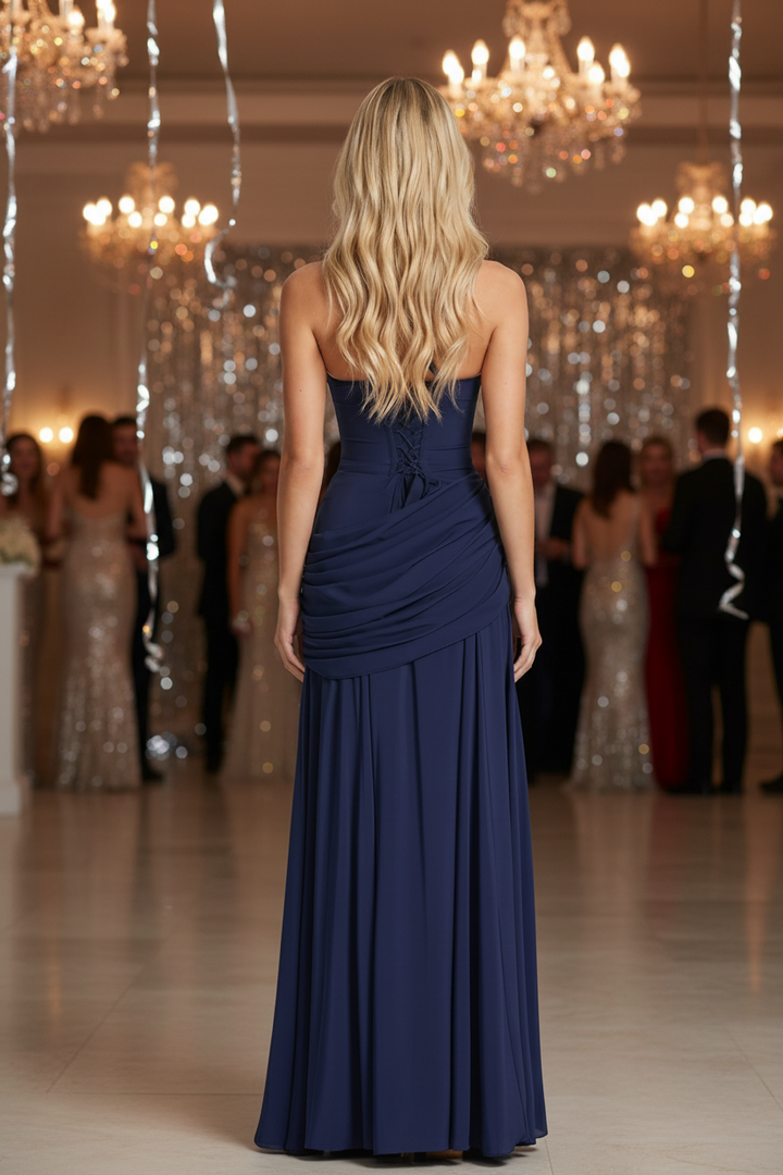Comfortable women's ruched maxi dress, effortlessly stylish for casual or elegant occasions. Versatile flowy long dress.