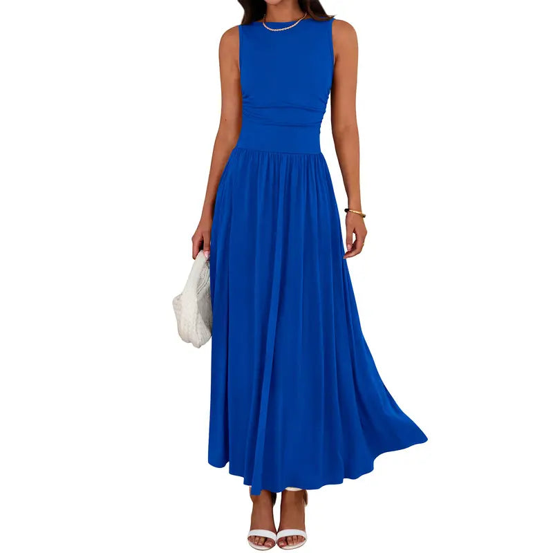 Chic & comfortable women's ruched maxi dress. Flattering design suitable for day or evening style.