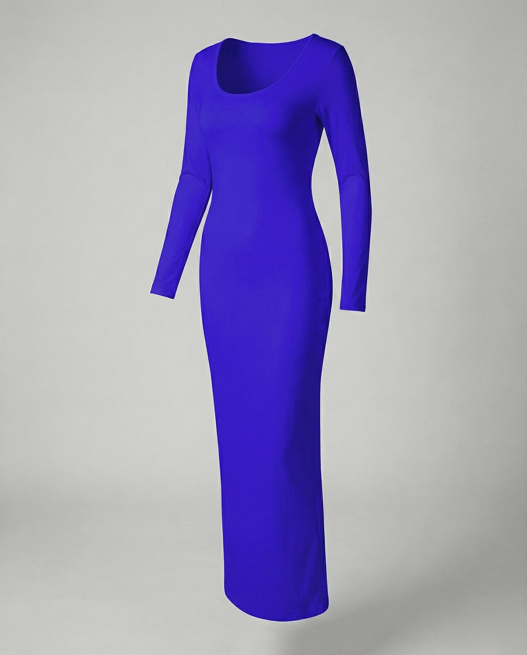 Sleek silhouette women's scoop neck long sleeve bodycon maxi dress, perfect for a chic evening.