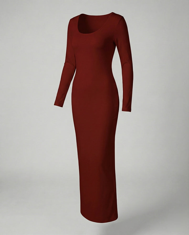 Dress up or down: Women's versatile scoop neck long sleeve bodycon maxi dress, elegant & fitted.