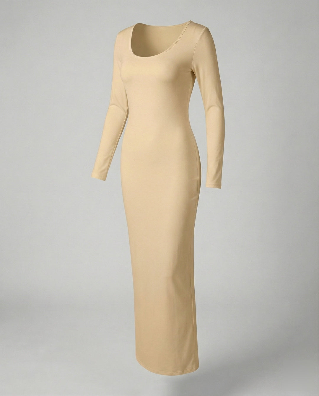 Comfortable yet stylish women's long sleeve bodycon maxi dress, scoop neck design for all occasions.