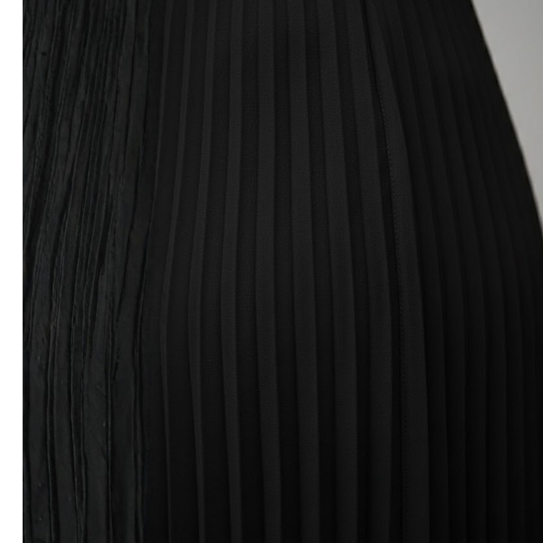 Graceful women's sleeveless pleated boat neck maxi dress. A stunning elegant formal or summer party dress.