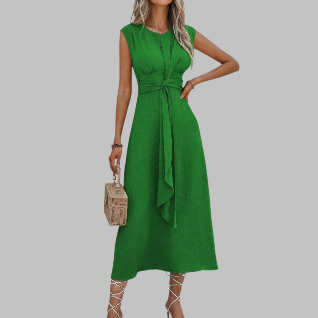 Elegant women's sleeveless round neck maxi dress, perfect for special occasions. Chic & comfortable.