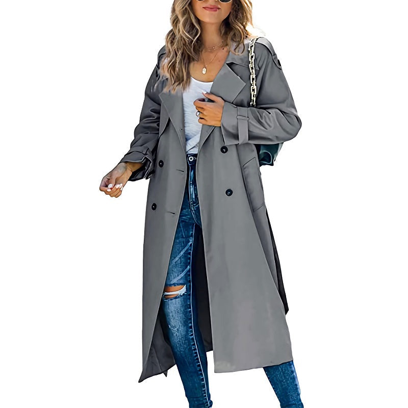 Versatile women's trench coat, elegant slim fit with belt. Ideal fall & spring outerwear for any occasion.