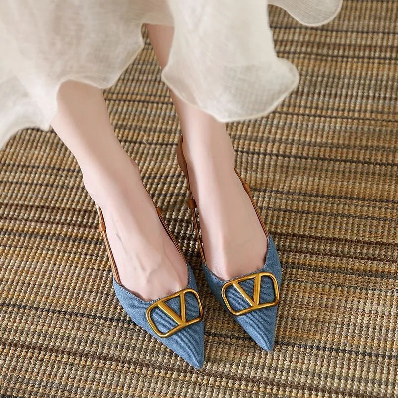 Fashion-forward women's slingback stiletto heels. Elegant pointed toe design, perfect for making a statement.