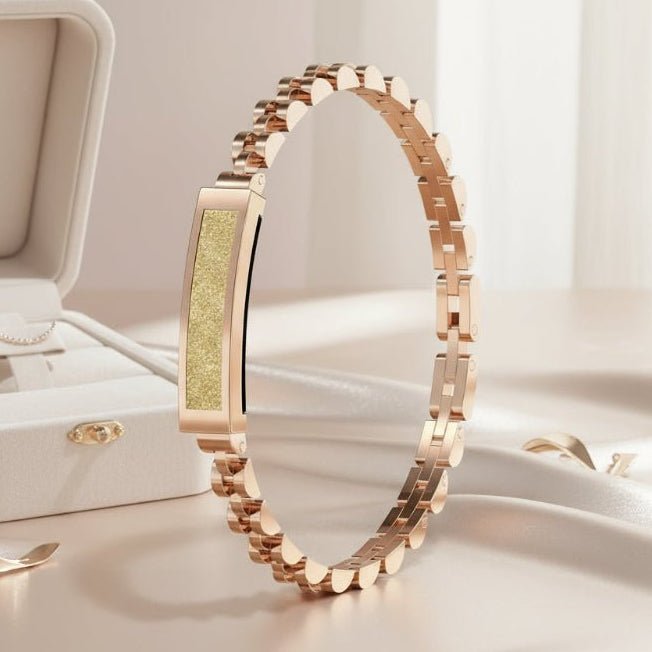 Elegant women's smart bracelet, perfect for daily wear & health tracking. Stylish fitness watch.