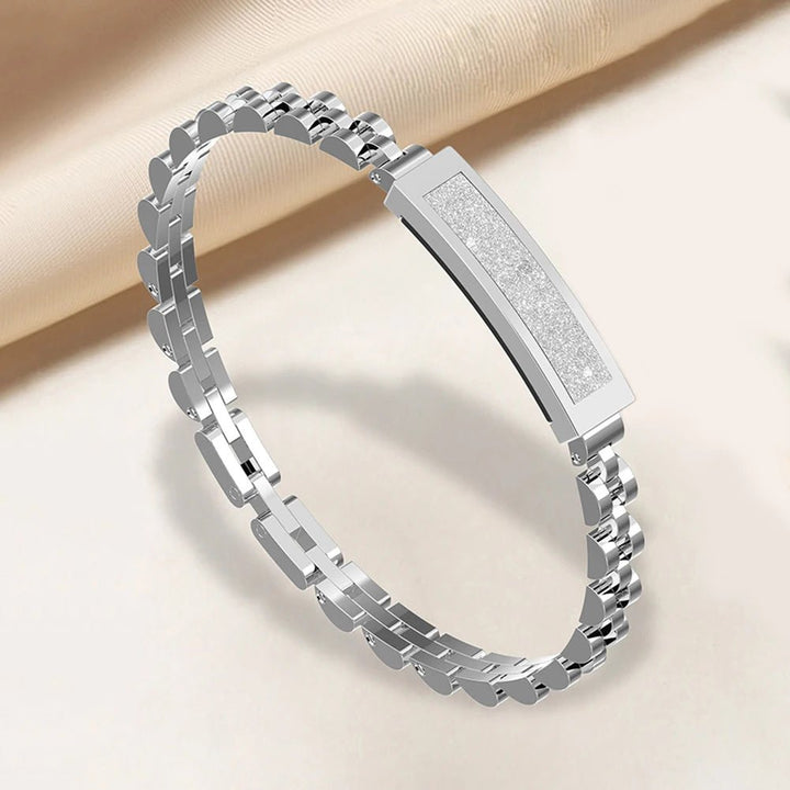 Chic Bluetooth smart bracelet for women. Elegant wearable tech, ideal gift for her.