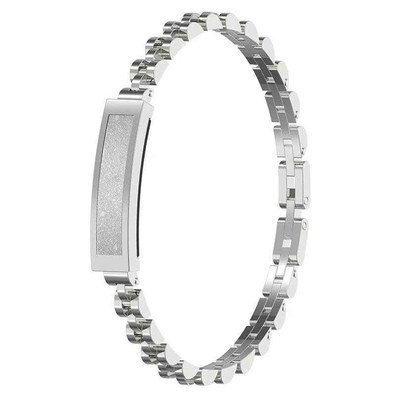 Beautiful women's wearable tech: smart bracelet with multi-sport modes for active lifestyles.