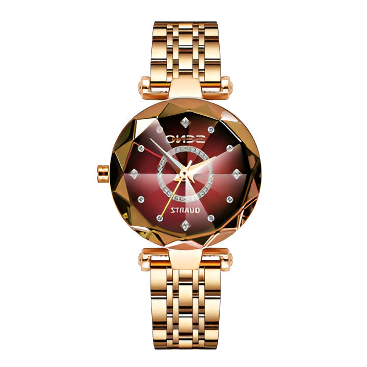 Sleek stainless steel women's watch, starry design & gradient dial. A fashionable, elegant timepiece accessory.