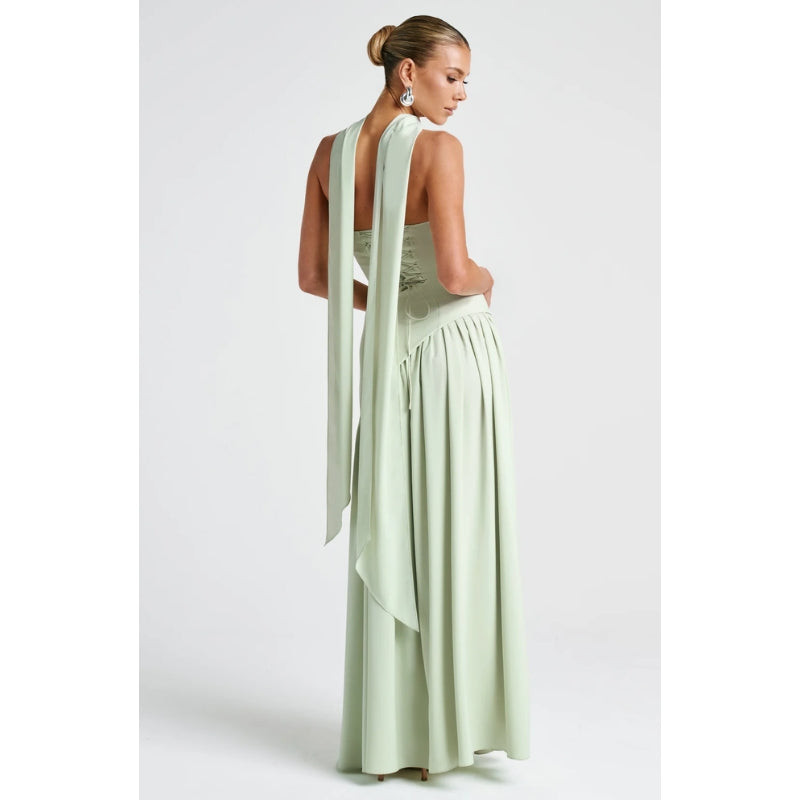 Gorgeous women's chic strapless maxi dress, featuring a modern asymmetric cut.