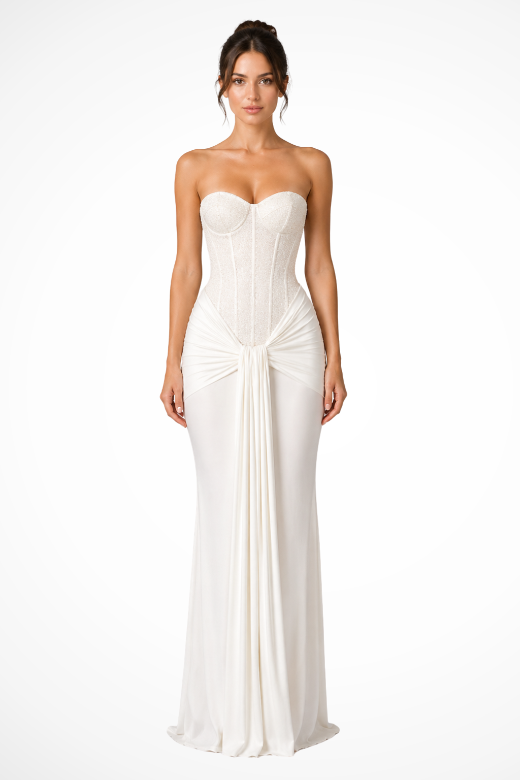 Women's party dress: a chic strapless corset mermaid maxi gown, ideal for special occasions.