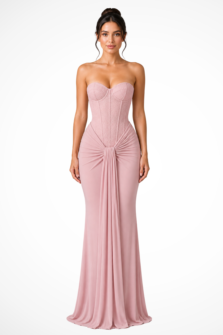 Prom night ready: Women's elegant strapless corset mermaid maxi dress, a stunning formal gown.