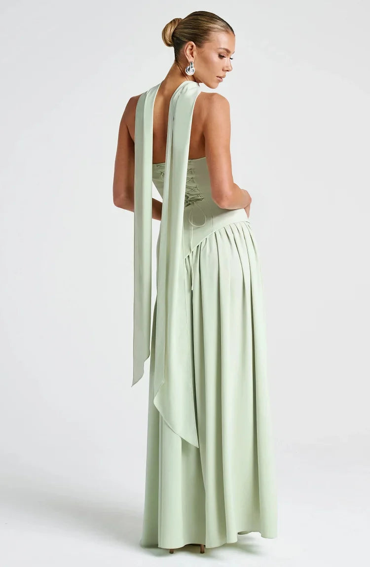 Elegant Strapless Long Dress for women, featuring a flattering asymmetric maxi hem.