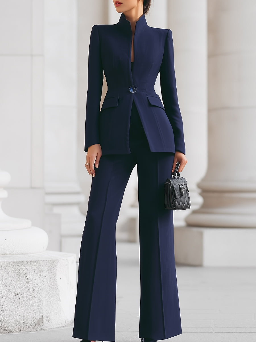 Elegant women's tailored trouser suit set, perfect professional wear for business meetings & office attire.