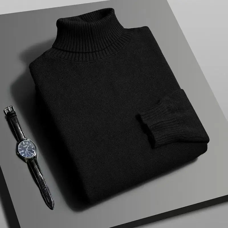 Elegant women's turtleneck knit sweater in a soft, cozy fabric, perfect for chic autumn and winter layering.