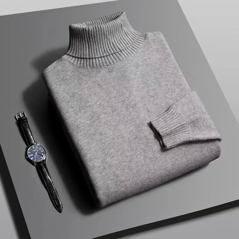 Cozy and soft women's turtleneck knit sweater, a chic layering top for elegant autumn and winter fashion.