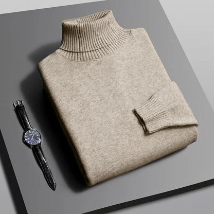 Warm & elegant women's turtleneck knit sweater. Soft, cozy, chic apparel for autumn and winter fashion.