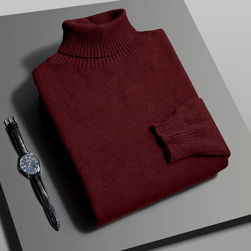 Soft knit turtleneck sweater for women. Elegant, cozy, and a stylish layering top for winter fashion.