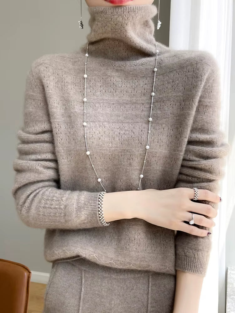 Cozy women's turtleneck pullover sweater, an elegant and warm addition to your winter & fall fashion wardrobe.