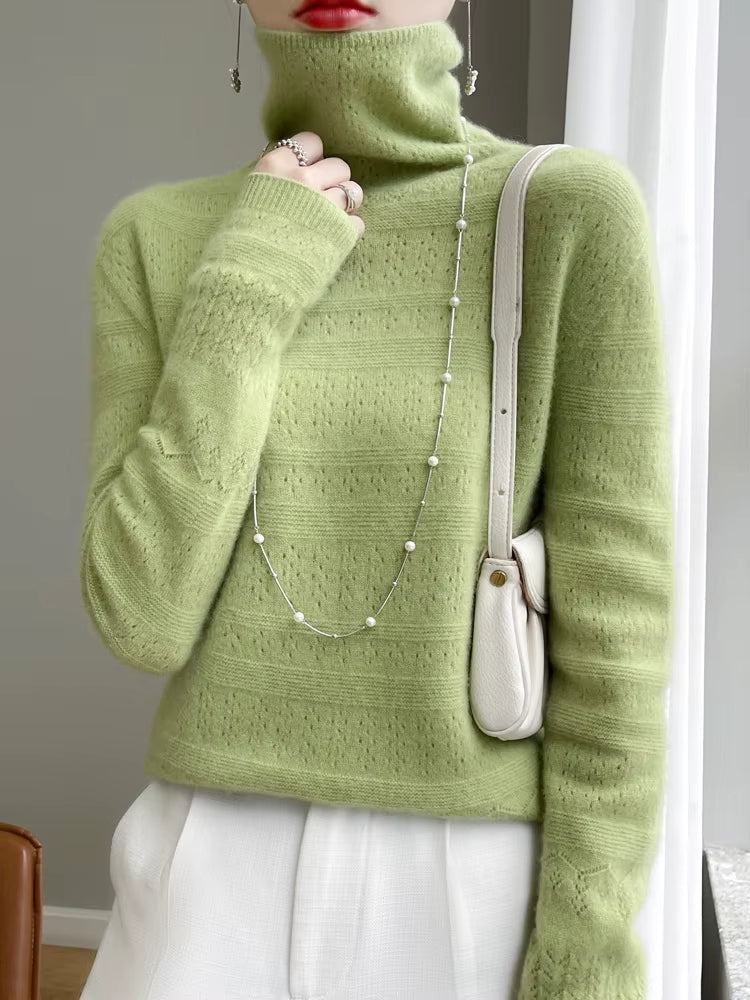Chic women's turtleneck pullover for an effortlessly elegant winter fashion statement or cozy fall style.