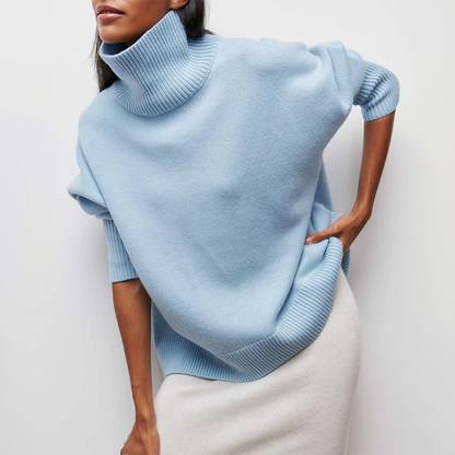 Elegant women's turtleneck sweater, perfect cozy winter pullover top.